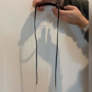 NWT Comme Des Garcons Junya Watanabe Black Suede Leather Choker Necklace